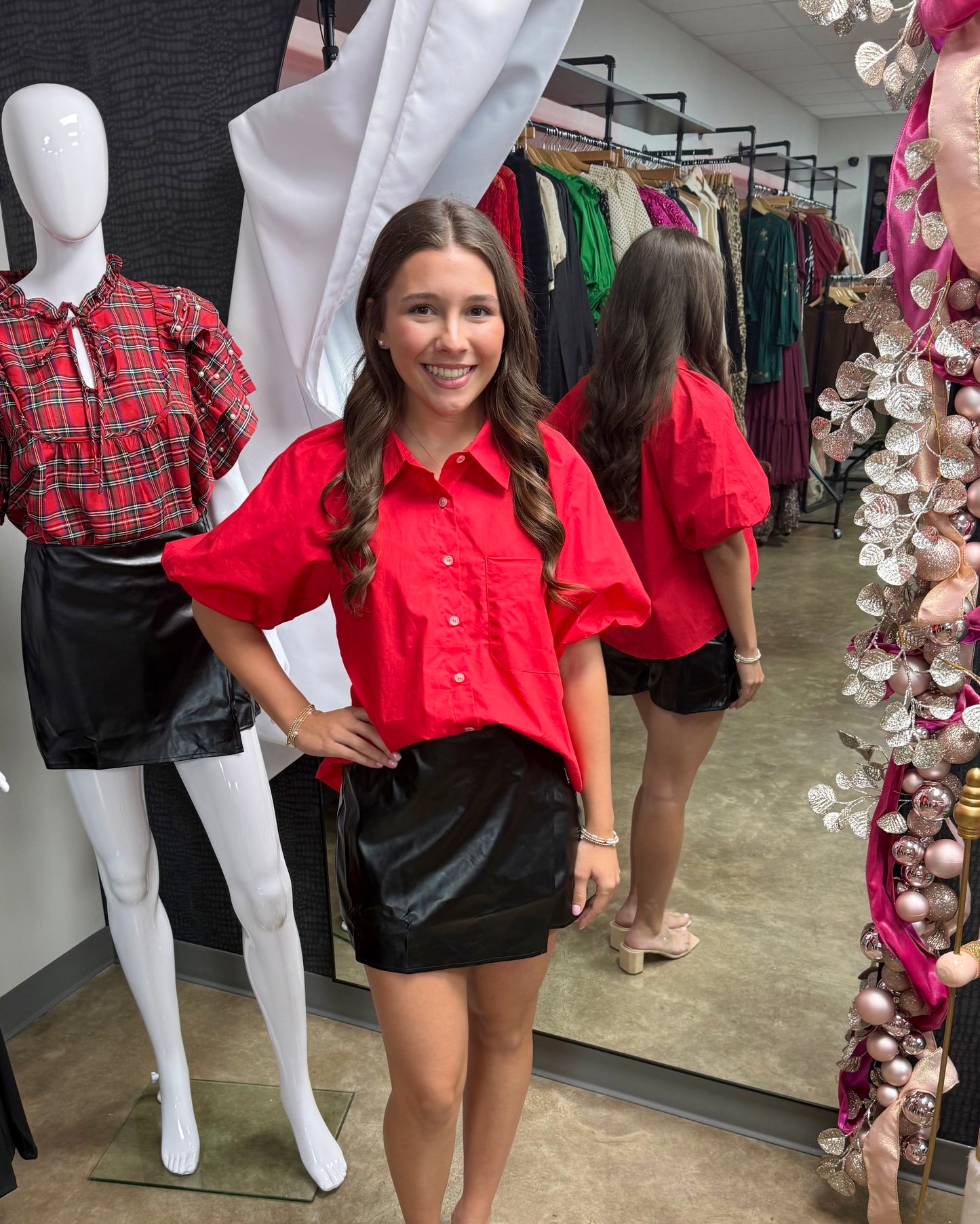 Faux Leather Side-Tie Skort