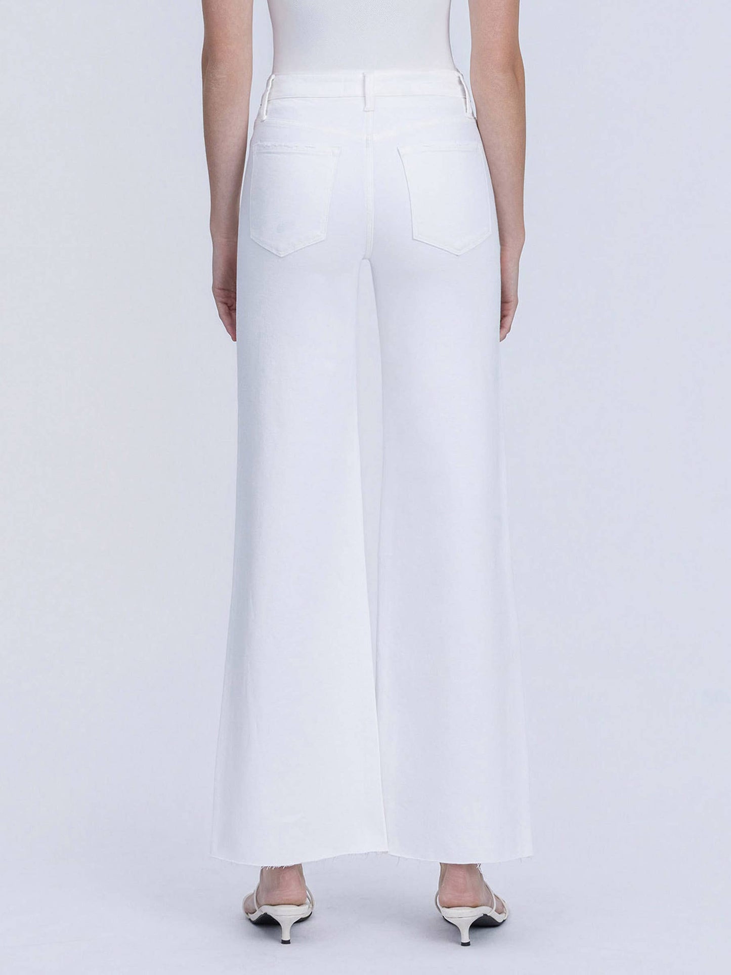 HIGH RISE STACKED WAISTBAND OPTIC WHITE WIDE JEANS