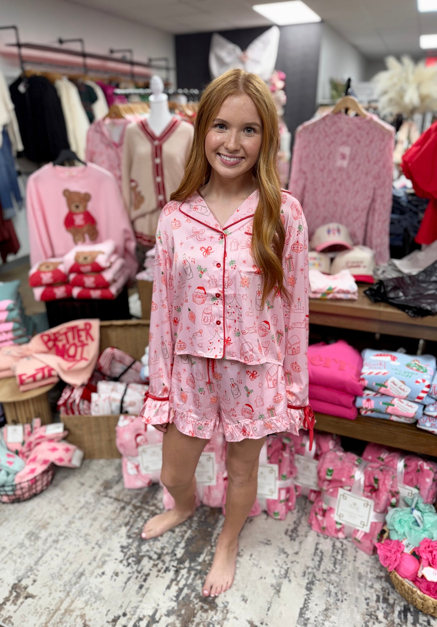 Hot Cocoa Pink Christmas Pajama Set