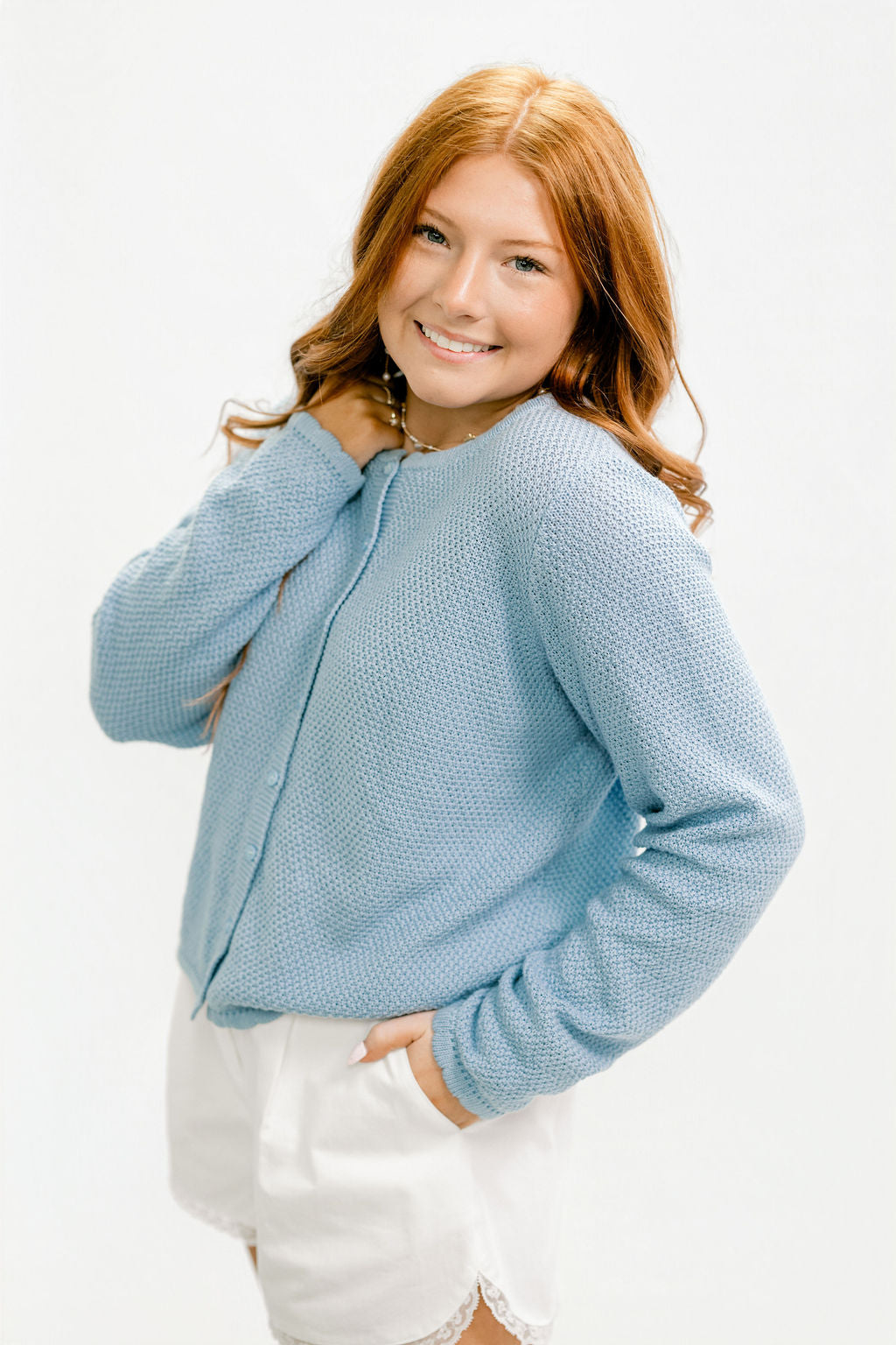 Powder Blue Knit Cardigan