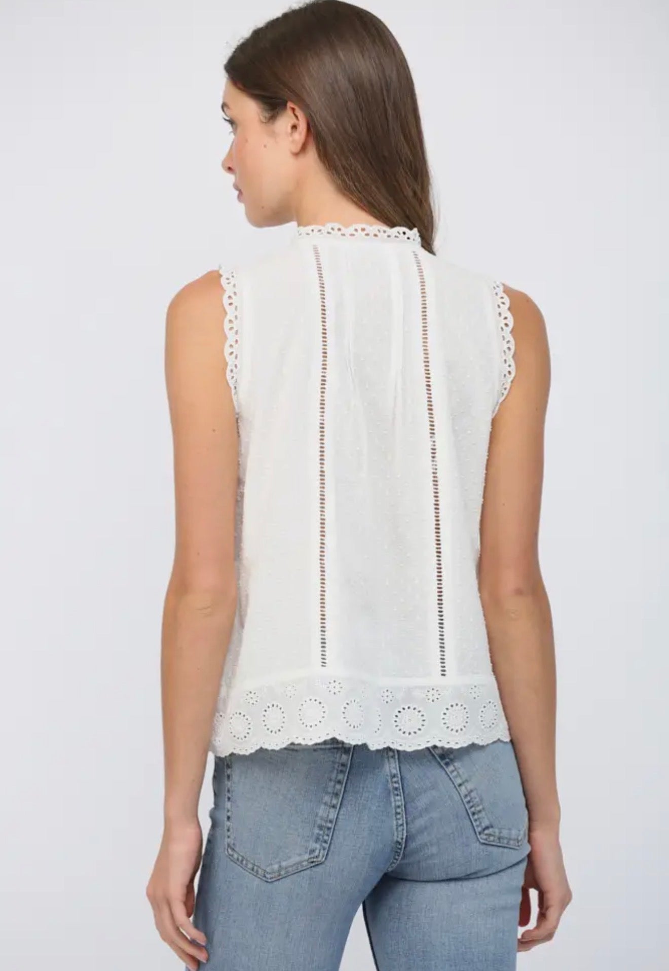 Dotty Lace Trim Blouse