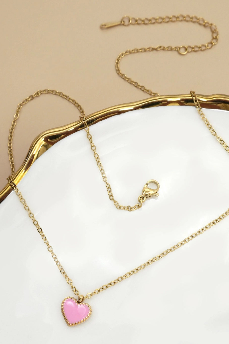 18K Plated Pink Heart Necklace