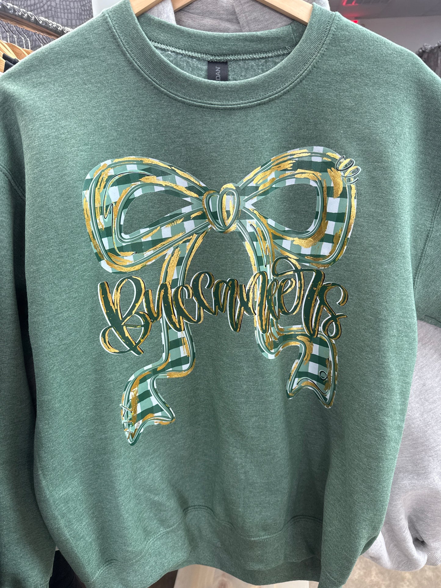 Green BG Gold Foil Bow Sweatshirt