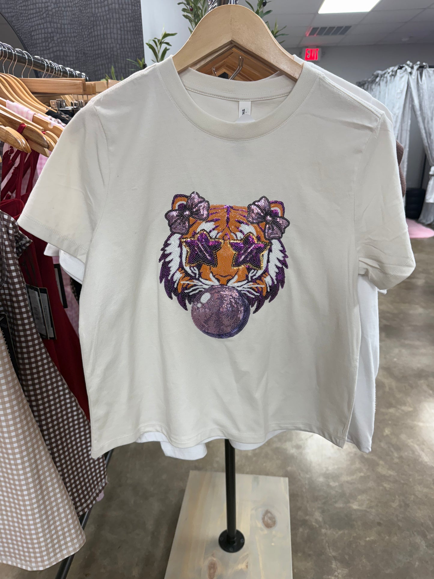 Sequin Tiger Cropped T-Shirt