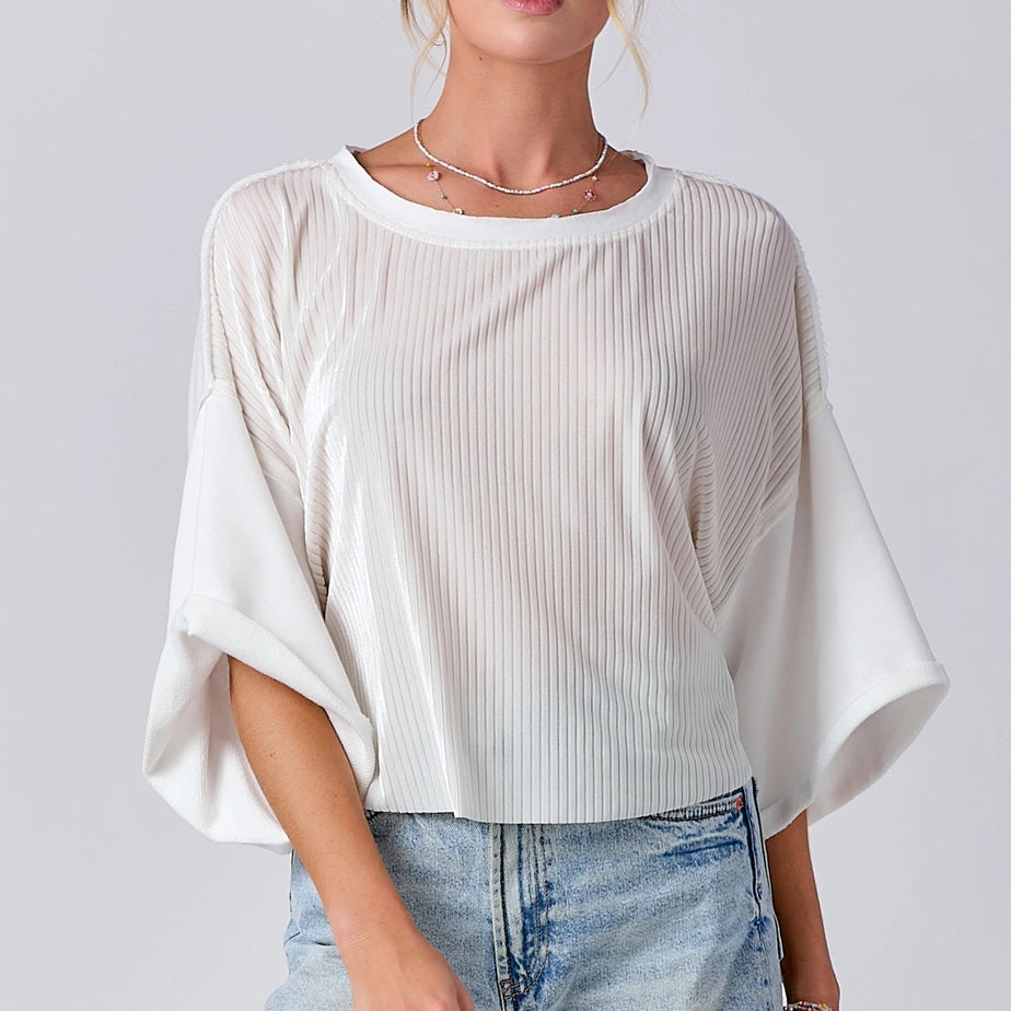 Mixed Fabric Top