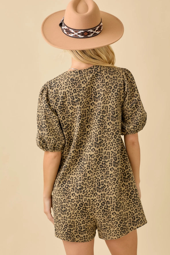 Leopard Denim Romper
