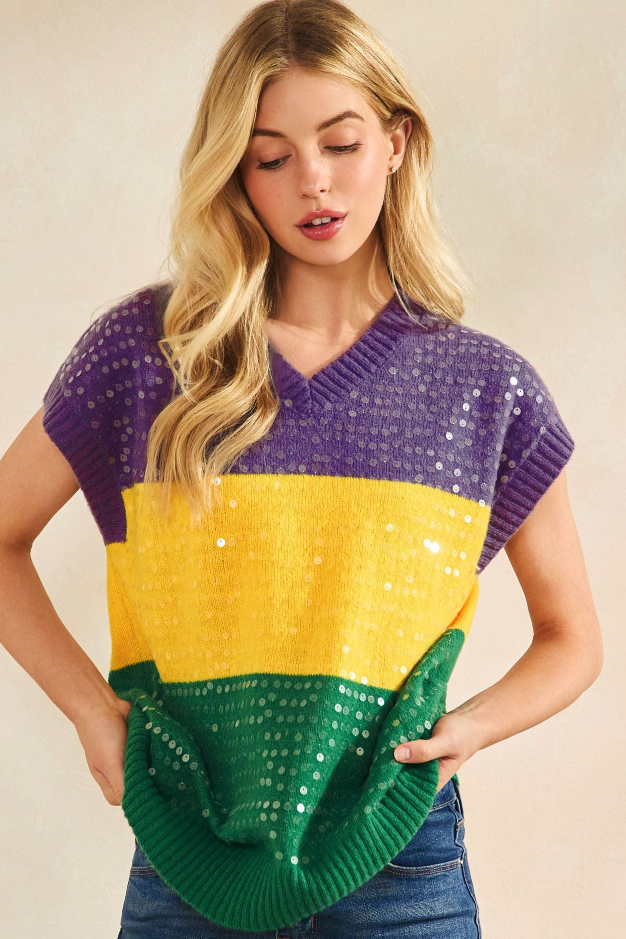 Sequin Mardi Gras Vest