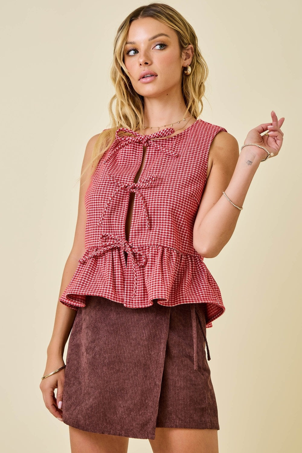 Fay Checkered Sleevless Top