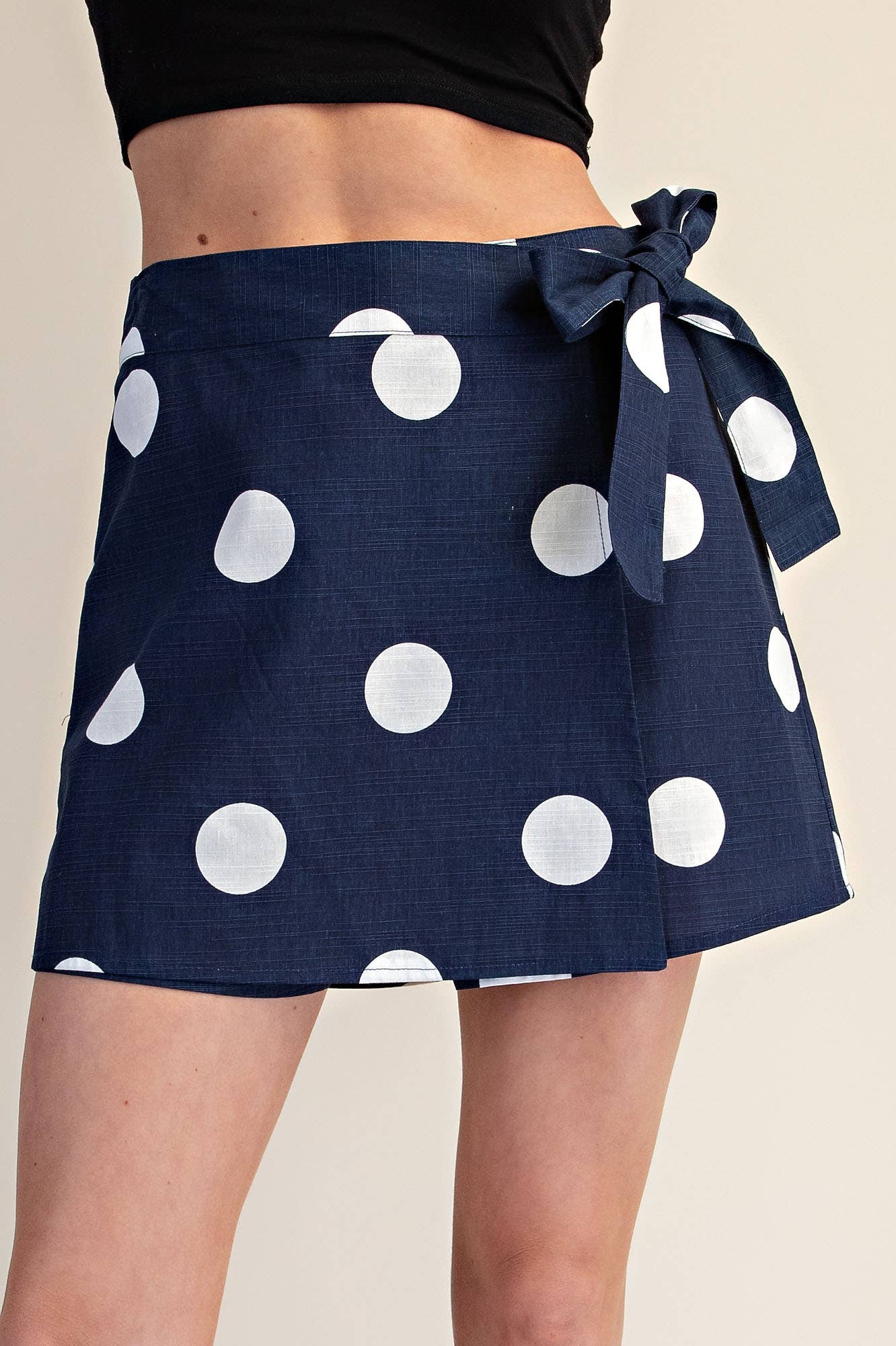 Wrap Skort Polka Dot With Waist Tie