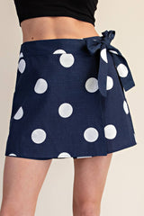 Wrap Skort Polka Dot With Waist Tie