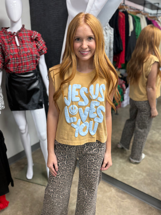 Smiley Jesus Loves You Puff Tank