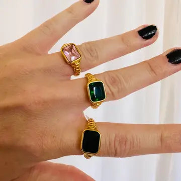 Emma Chunky Gemstone Ring- PINK