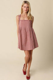 Ruby Gingham Babydoll Mini Dress