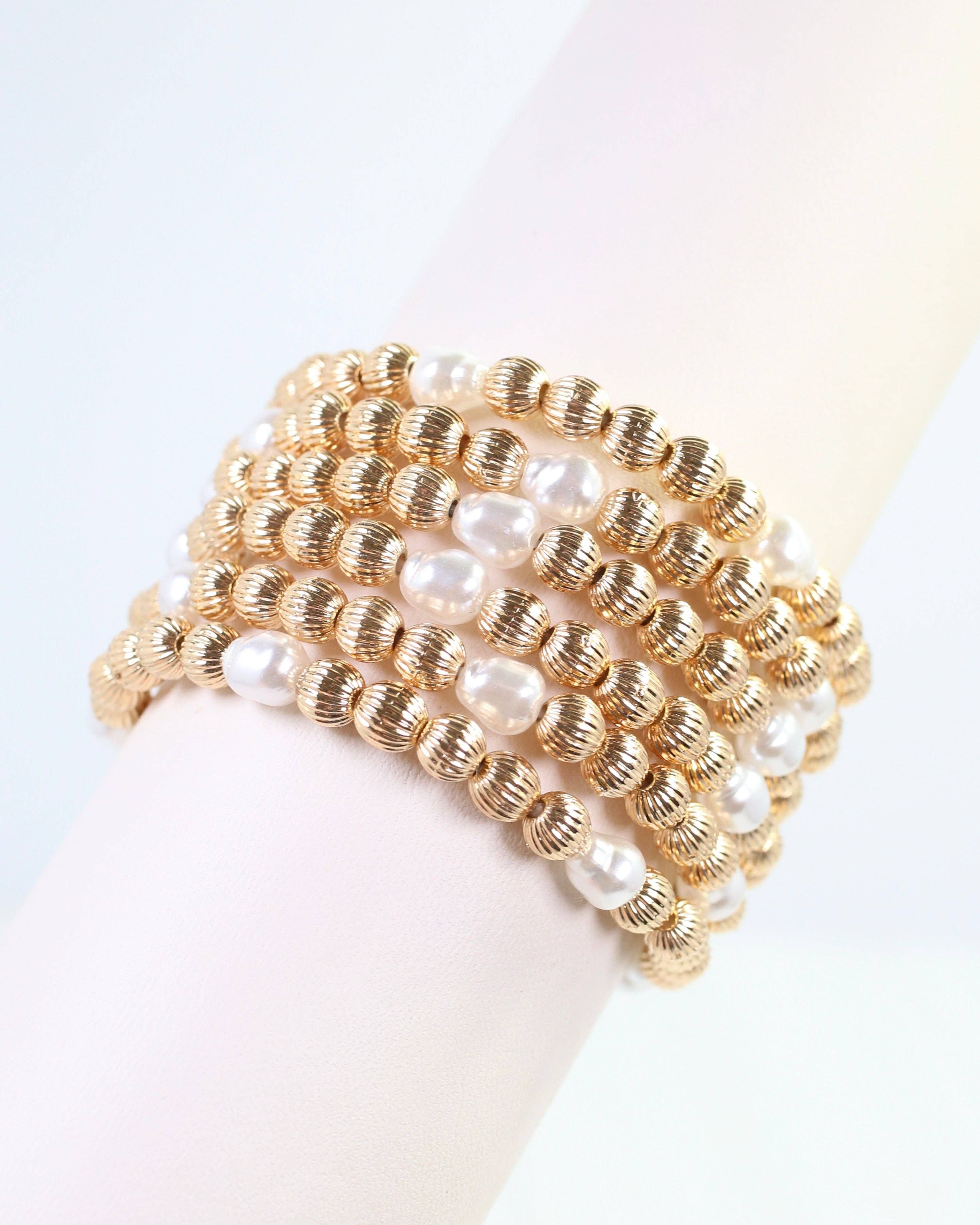 Cambria Beaded Bracelet Set Gold