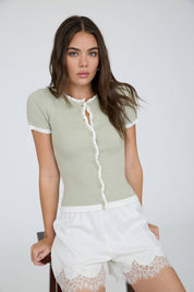 CONTRAST TRIM KNIT CARDIGAN