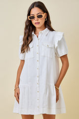 Denim Ruffle Sleeve Dress
