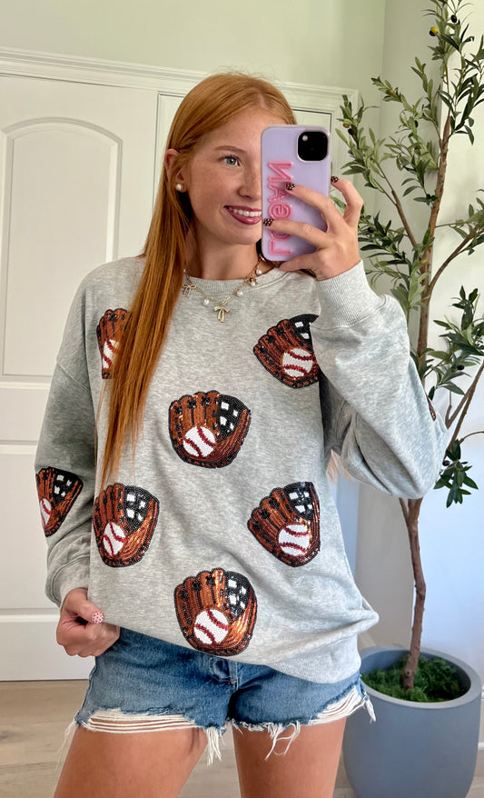 Baseball Sequin Patch Sweatshirt