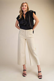 Colette Wide Leg Scallop Pocket Pants