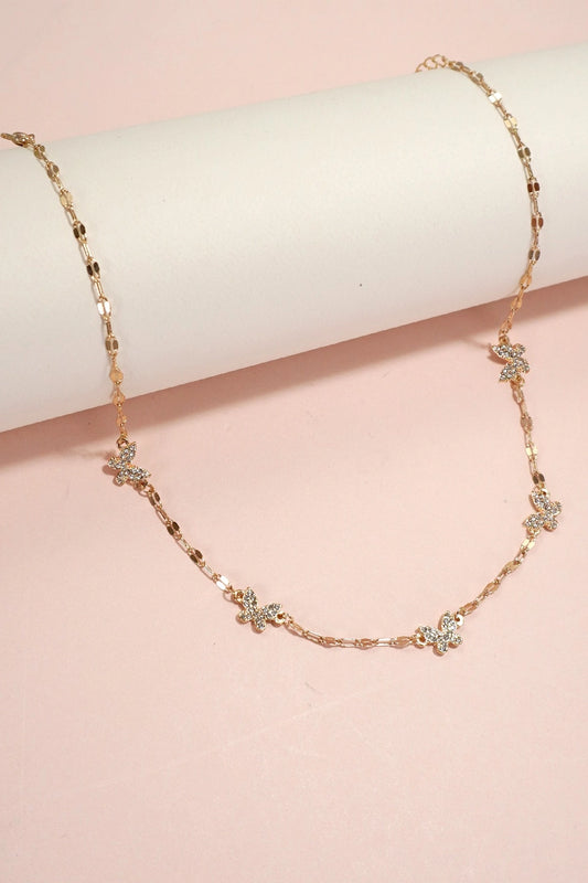 Rhinestone Butterfly Necklace