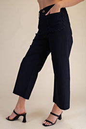 Colette Wide Leg Scallop Pocket Pants
