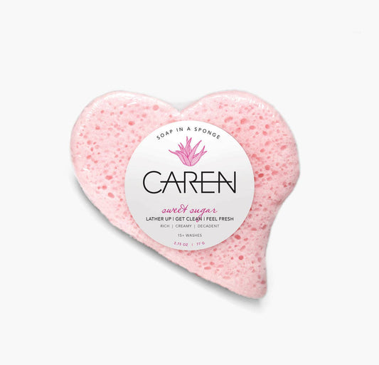 Sweet Sugar Pink Heart Soap in a Sponge | FORVALENTINES DAY