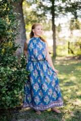 Floral Print Halter Top & Maxi Skirt Set