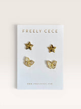 Star & Butterfly Stud Earring Duo
