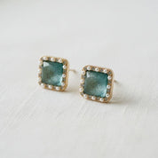 Blue Cubic Zirconia Geometric Stud Earrings