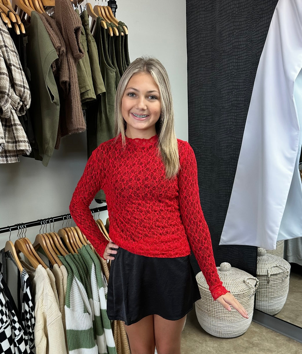 Red Lace Top