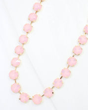 Roxanne Rhinestone Necklace Pink Opal
