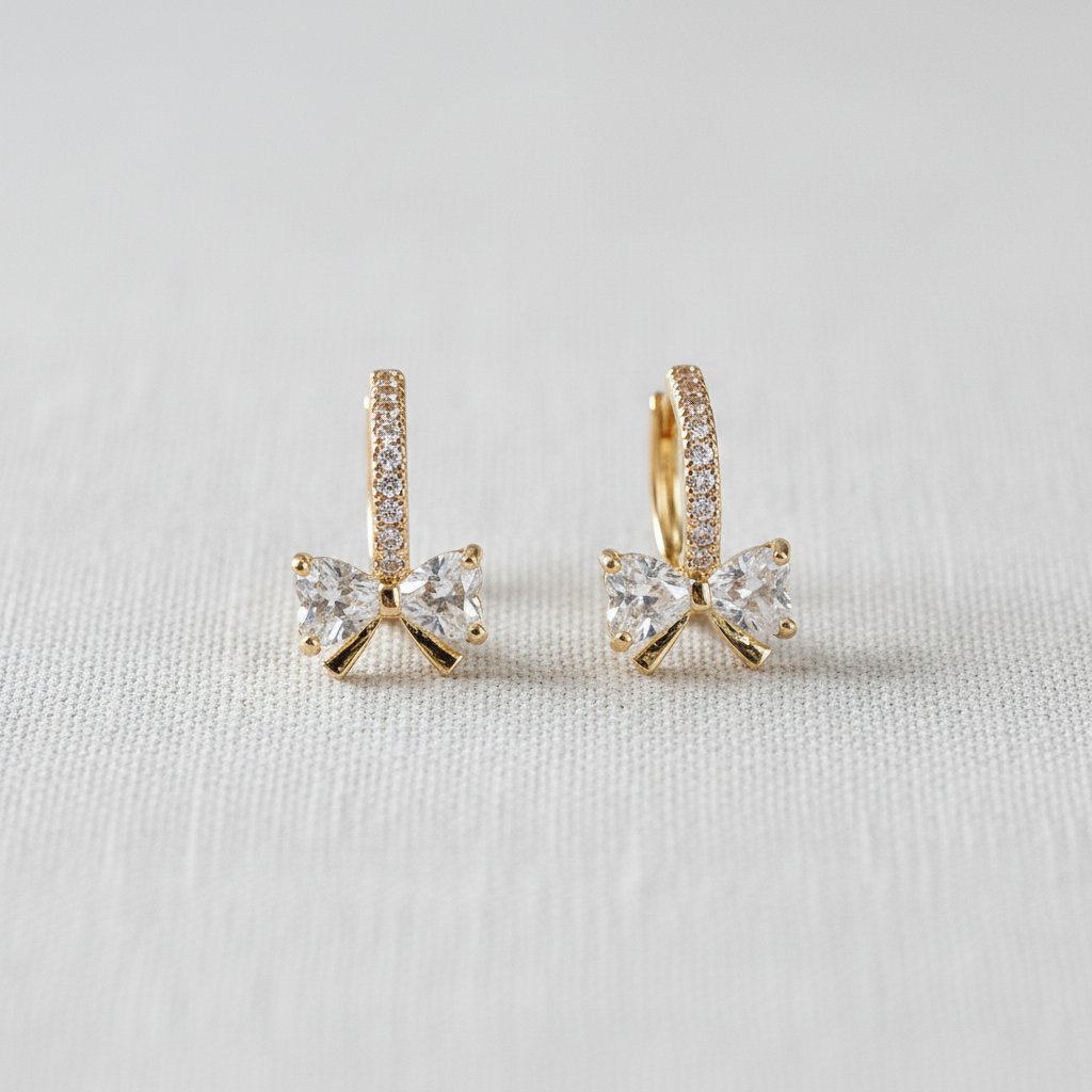 Vintage Inspired Zircon Bow Stud Earrings