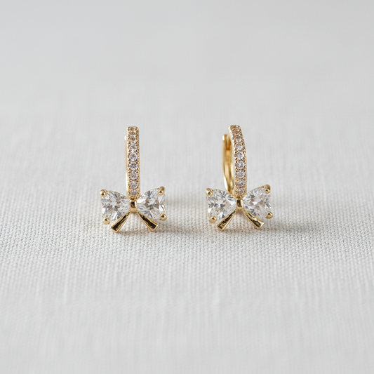 Vintage Inspired Zircon Bow Stud Earrings