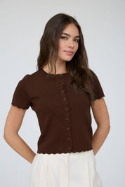 SCALLOPED BUTTON DOWN CARDIGAN