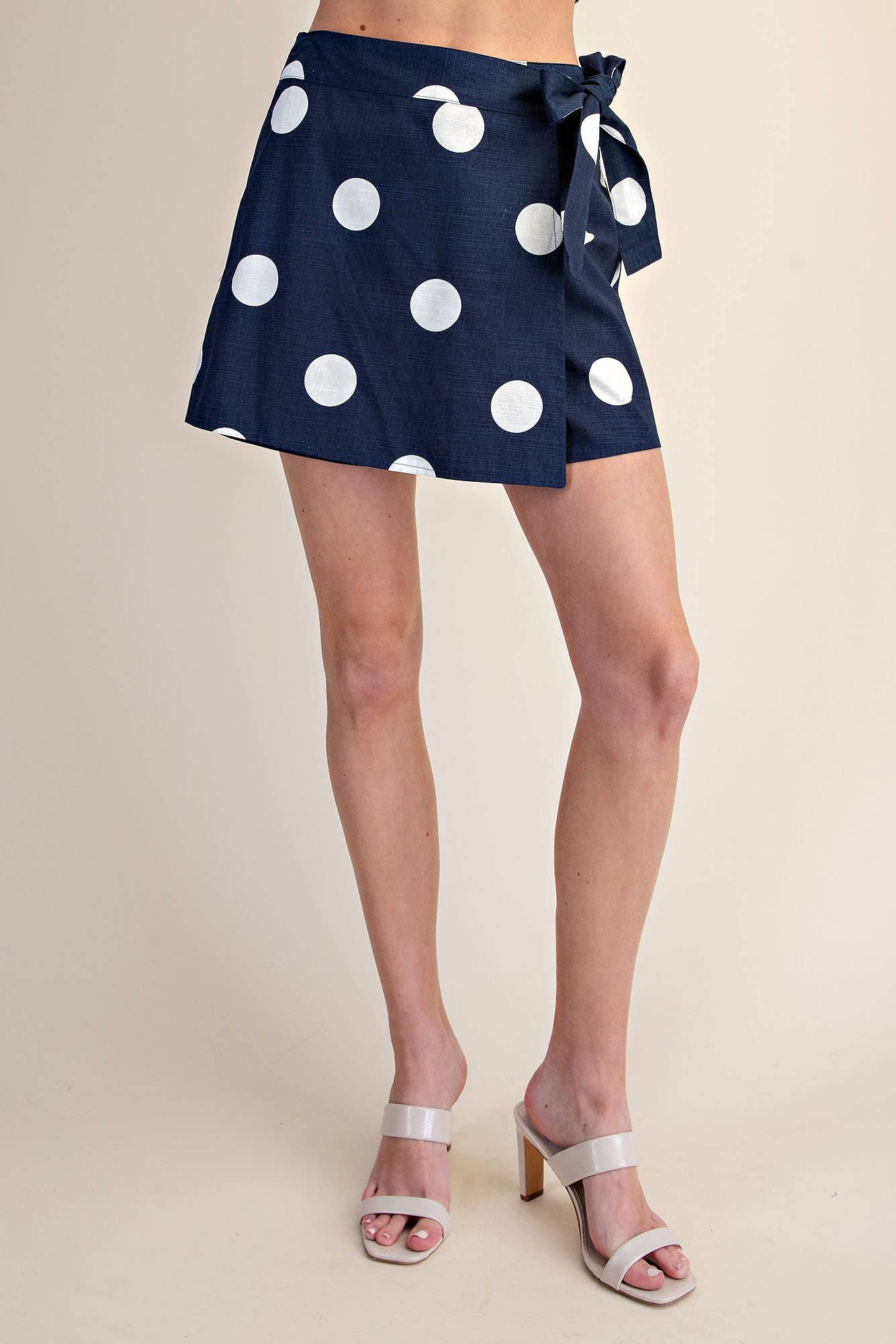 Wrap Skort Polka Dot With Waist Tie