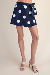 Wrap Skort Polka Dot With Waist Tie