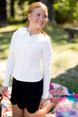 Pointelle Fitted Long Sleeve Knitted Top