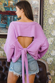 Terry Tie Back Crop Top