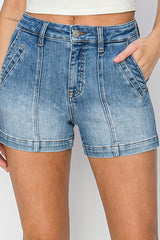 High Rise Relaxed shorts with Seamed Details