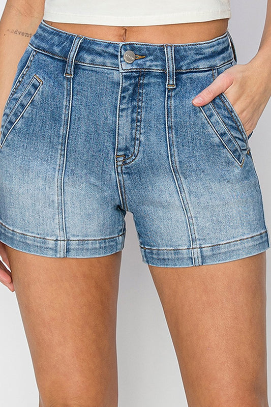 High Rise Relaxed shorts with Seamed Details