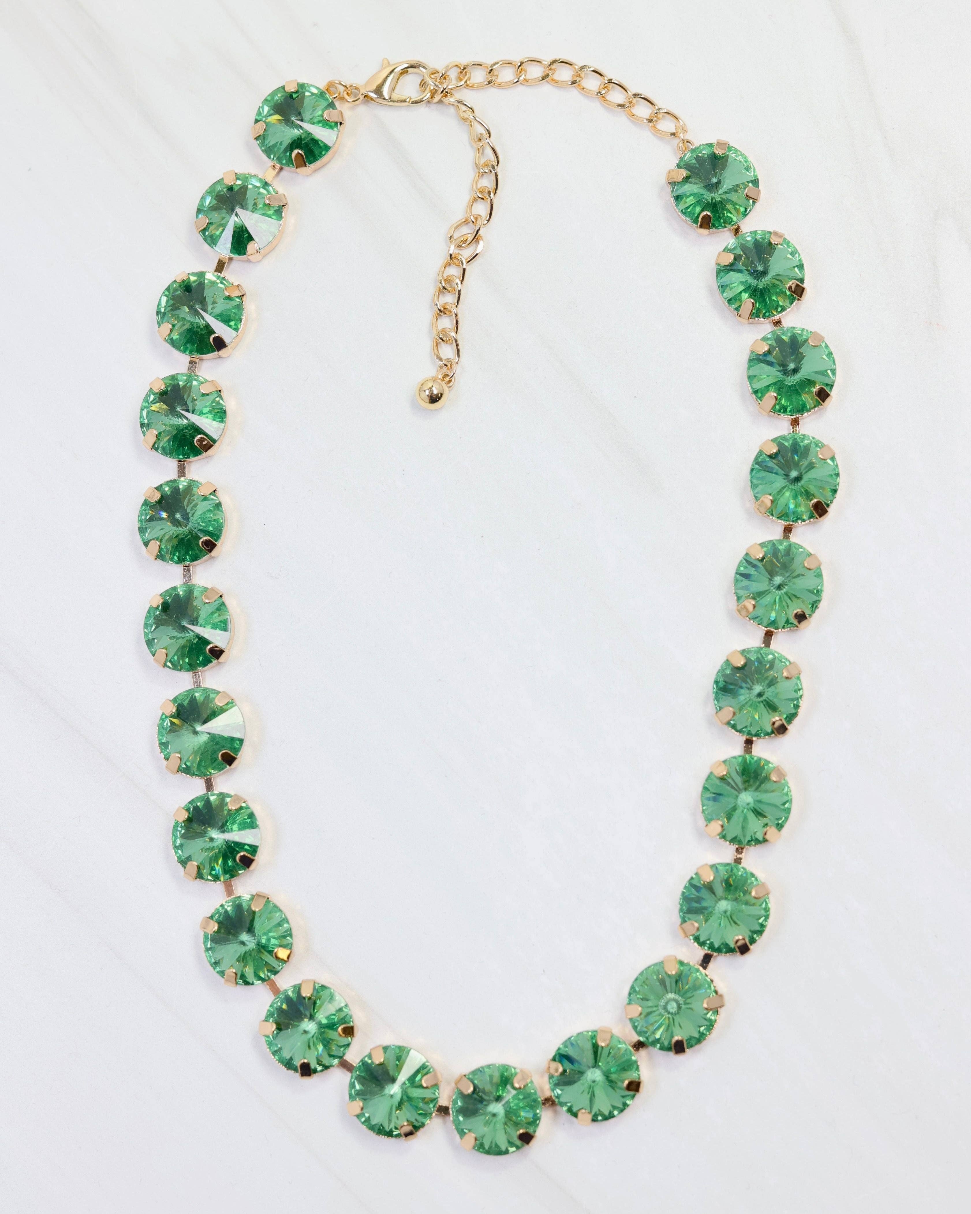 Harper Large Rhinestone Necklace Green