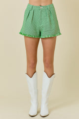 Green Tweed Shorts
