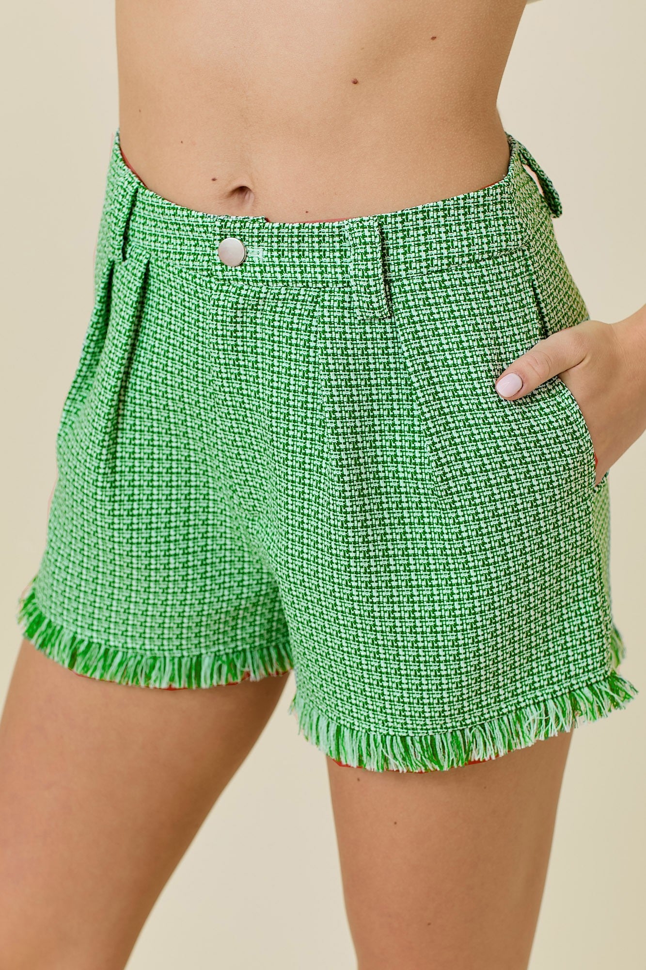 Green Tweed Shorts