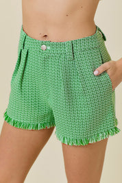 Green Tweed Shorts