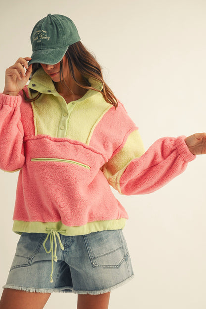 Neon Fleece 1/4 Button Pullover