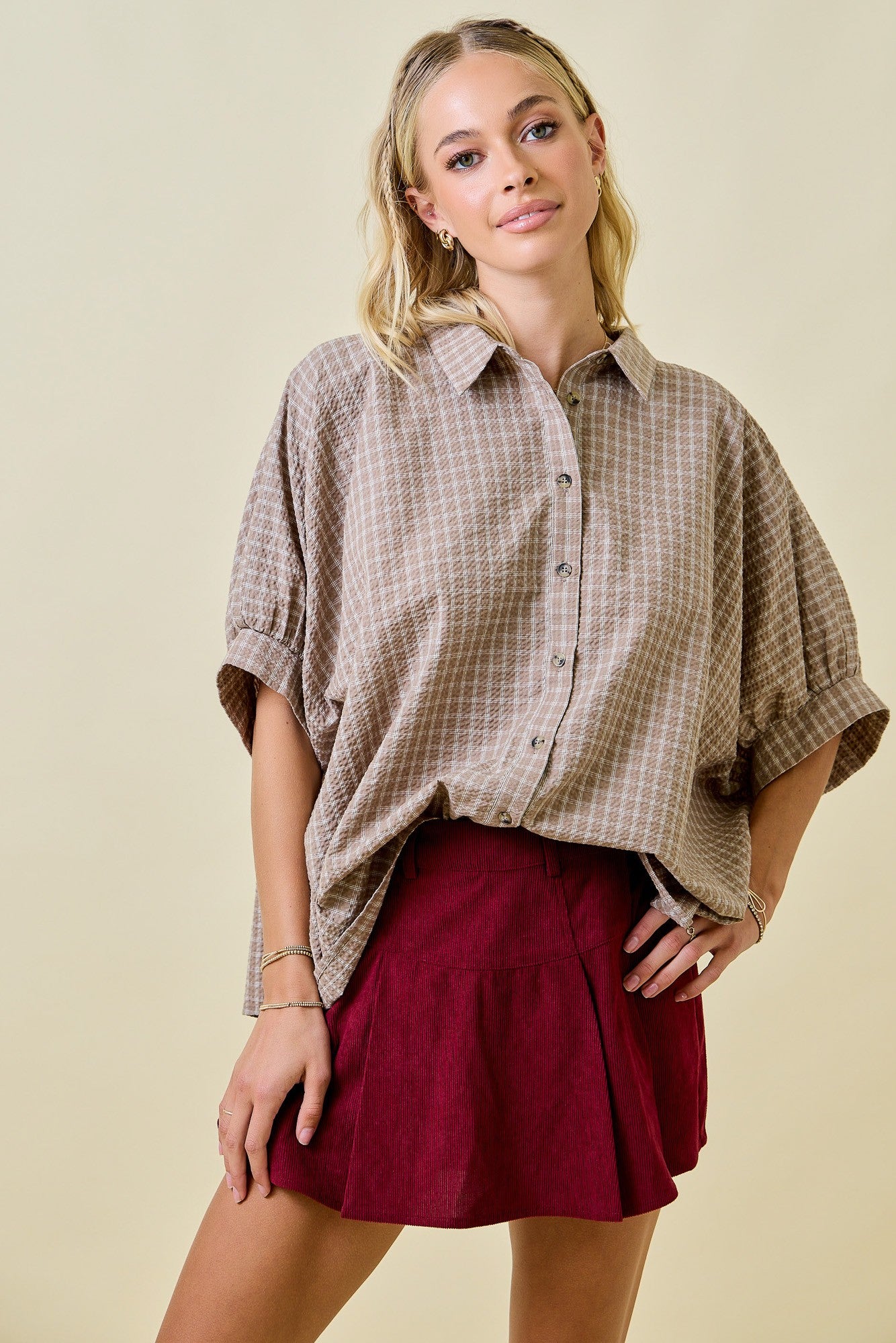 Oversized Seersucker Top