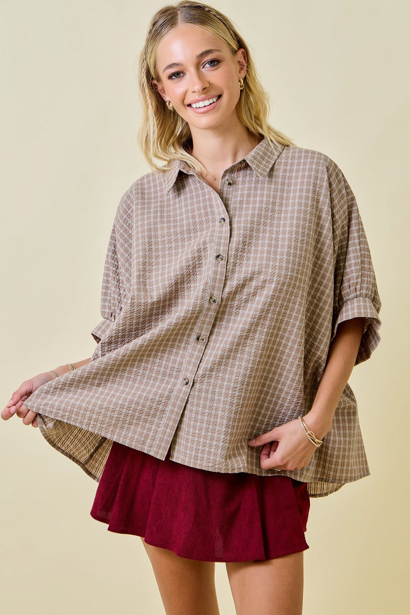 Oversized Seersucker Top