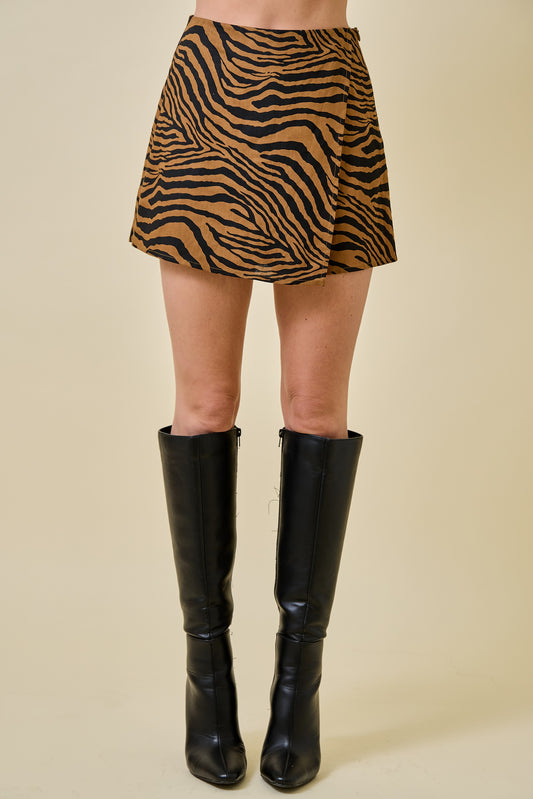 Mila Tiger Print Wrap Skort