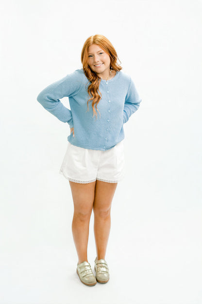 Twill Lace Hem Shorts