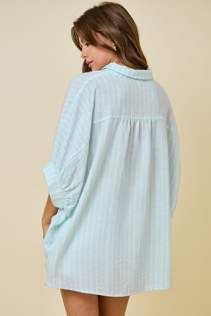 Maggie Oversized Crinkle Button Down