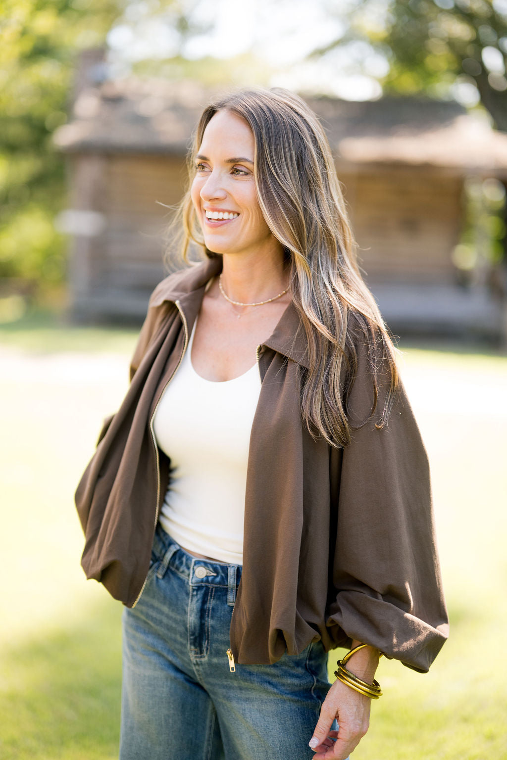 Bubble Hem Crop Jacket